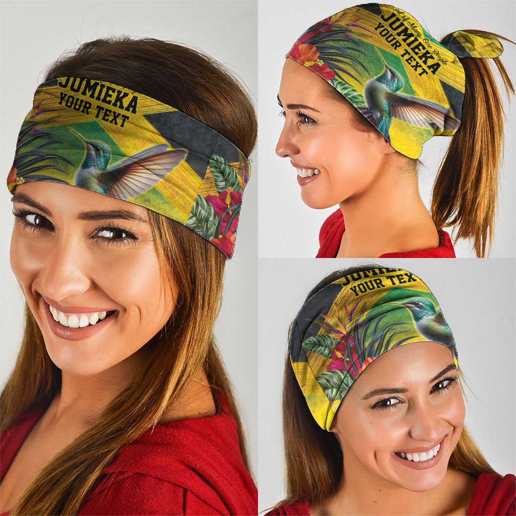 Personalized Jamaica Hummingbird Neck Gaiter Tropical Flowers Grunge Flag - Wonder Print Shop