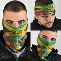 Personalized Jamaica Hummingbird Neck Gaiter Tropical Flowers Grunge Flag - Wonder Print Shop
