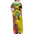 Personalized Jamaica Hummingbird Off Shoulder Maxi Dress Tropical Flowers Grunge Flag - Wonder Print Shop
