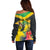 Personalized Jamaica Hummingbird Off Shoulder Sweater Tropical Flowers Grunge Flag - Wonder Print Shop