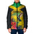 Personalized Jamaica Hummingbird Padded Jacket Tropical Flowers Grunge Flag - Wonder Print Shop
