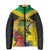 Personalized Jamaica Hummingbird Padded Jacket Tropical Flowers Grunge Flag - Wonder Print Shop