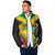 Personalized Jamaica Hummingbird Padded Jacket Tropical Flowers Grunge Flag - Wonder Print Shop