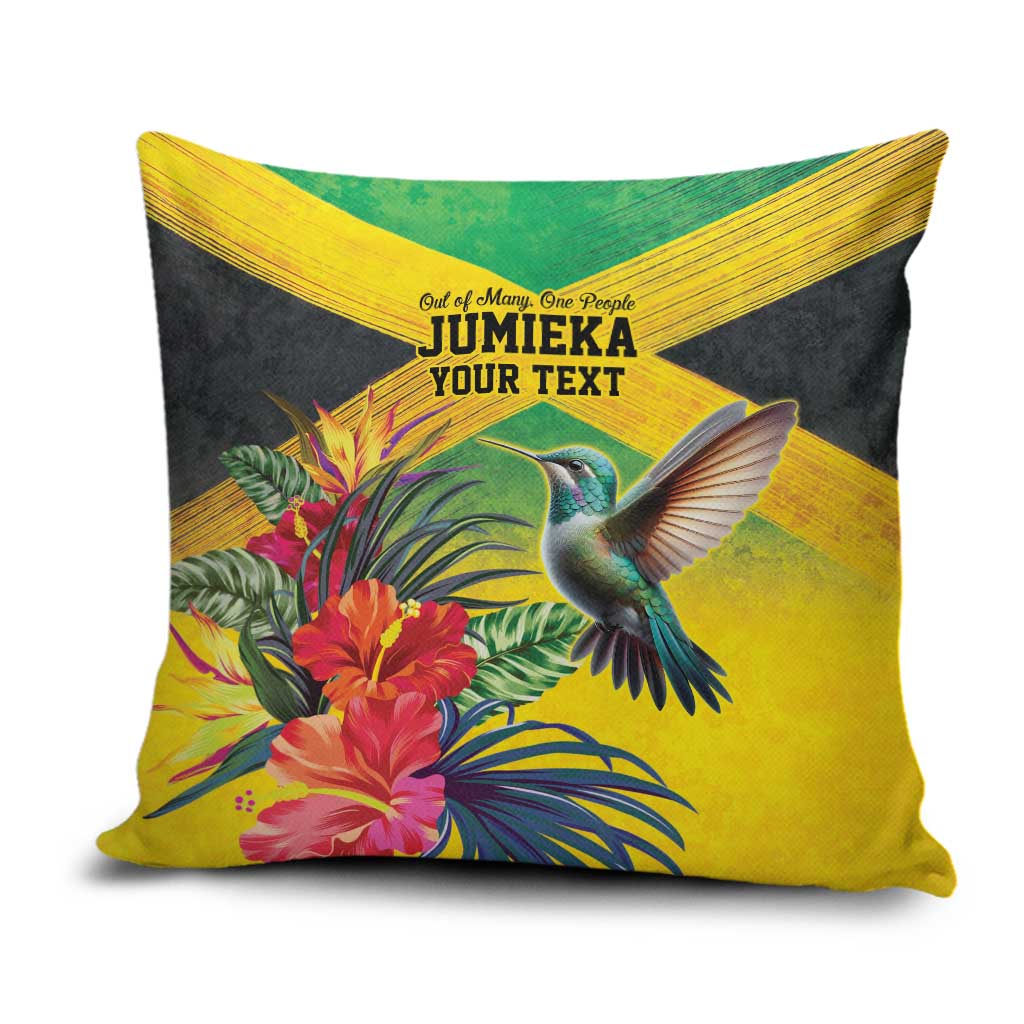 Personalized Jamaica Hummingbird Pillow Cover Tropical Flowers Grunge Flag - Wonder Print Shop