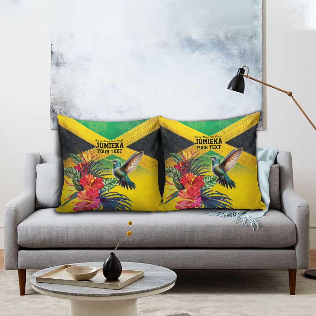 Personalized Jamaica Hummingbird Pillow Cover Tropical Flowers Grunge Flag - Wonder Print Shop