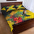 Personalized Jamaica Hummingbird Quilt Bed Set Tropical Flowers Grunge Flag - Wonder Print Shop