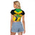 Personalized Jamaica Hummingbird Raglan Cropped T Shirt Tropical Flowers Grunge Flag - Wonder Print Shop