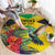 Personalized Jamaica Hummingbird Round Carpet Tropical Flowers Grunge Flag - Wonder Print Shop