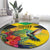 Personalized Jamaica Hummingbird Round Carpet Tropical Flowers Grunge Flag - Wonder Print Shop