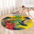 Personalized Jamaica Hummingbird Round Carpet Tropical Flowers Grunge Flag - Wonder Print Shop