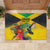 Personalized Jamaica Hummingbird Rubber Doormat Tropical Flowers Grunge Flag - Wonder Print Shop