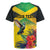 Personalized Jamaica Hummingbird Rugby Jersey Tropical Flowers Grunge Flag - Wonder Print Shop