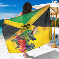 Personalized Jamaica Hummingbird Sarong Tropical Flowers Grunge Flag - Wonder Print Shop