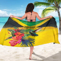 Personalized Jamaica Hummingbird Sarong Tropical Flowers Grunge Flag - Wonder Print Shop