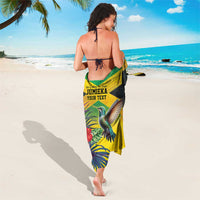 Personalized Jamaica Hummingbird Sarong Tropical Flowers Grunge Flag - Wonder Print Shop