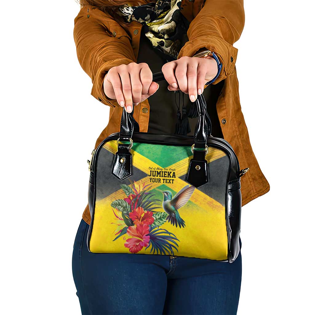 Personalized Jamaica Hummingbird Shoulder Handbag Tropical Flowers Grunge Flag - Wonder Print Shop