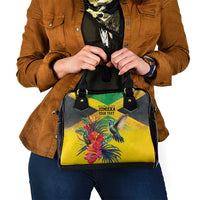 Personalized Jamaica Hummingbird Shoulder Handbag Tropical Flowers Grunge Flag - Wonder Print Shop