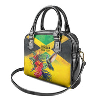 Personalized Jamaica Hummingbird Shoulder Handbag Tropical Flowers Grunge Flag - Wonder Print Shop