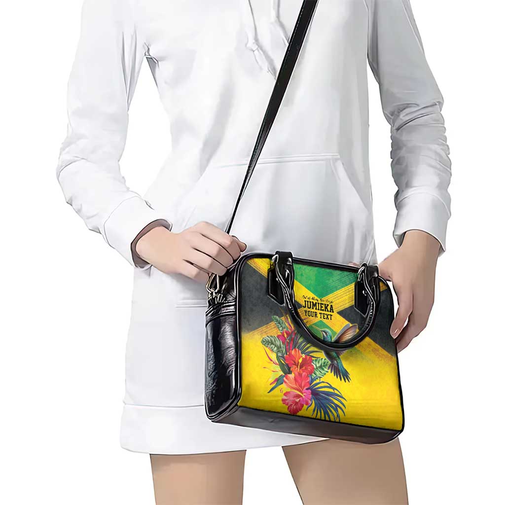 Personalized Jamaica Hummingbird Shoulder Handbag Tropical Flowers Grunge Flag - Wonder Print Shop