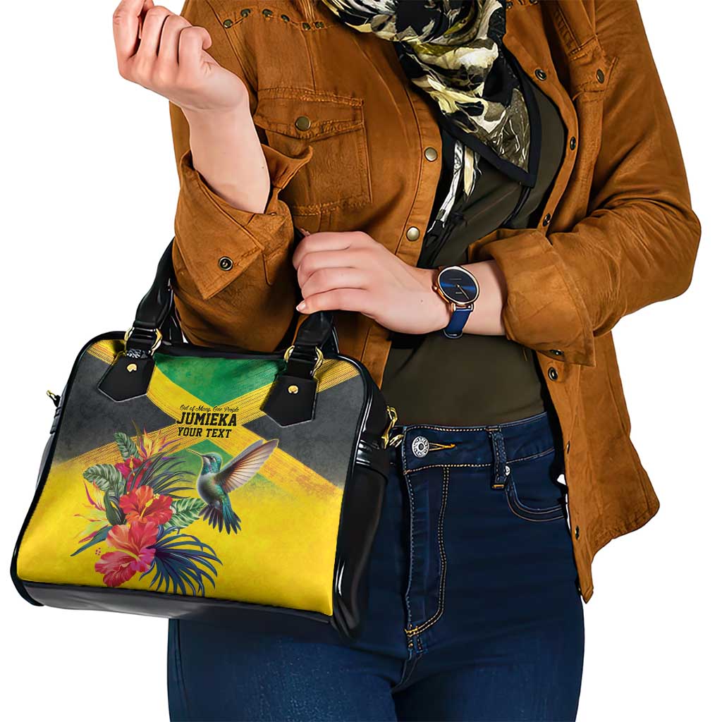 Personalized Jamaica Hummingbird Shoulder Handbag Tropical Flowers Grunge Flag - Wonder Print Shop