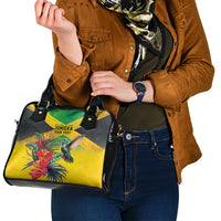 Personalized Jamaica Hummingbird Shoulder Handbag Tropical Flowers Grunge Flag - Wonder Print Shop