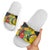 Personalized Jamaica Hummingbird Slide Sandals Tropical Flowers Grunge Flag - Wonder Print Shop