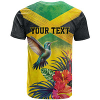 Personalized Jamaica Hummingbird T Shirt Tropical Flowers Grunge Flag - Wonder Print Shop