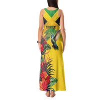 Personalized Jamaica Hummingbird Tank Maxi Dress Tropical Flowers Grunge Flag - Wonder Print Shop