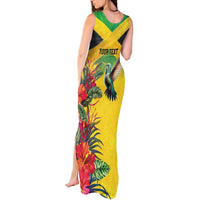 Personalized Jamaica Hummingbird Tank Maxi Dress Tropical Flowers Grunge Flag - Wonder Print Shop