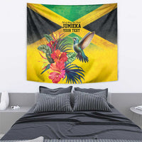 Personalized Jamaica Hummingbird Tapestry Tropical Flowers Grunge Flag - Wonder Print Shop