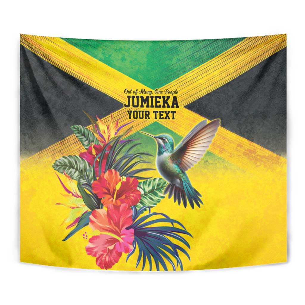 Personalized Jamaica Hummingbird Tapestry Tropical Flowers Grunge Flag - Wonder Print Shop