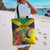 Personalized Jamaica Hummingbird Tote Bag Tropical Flowers Grunge Flag - Wonder Print Shop
