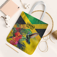 Personalized Jamaica Hummingbird Tote Bag Tropical Flowers Grunge Flag - Wonder Print Shop
