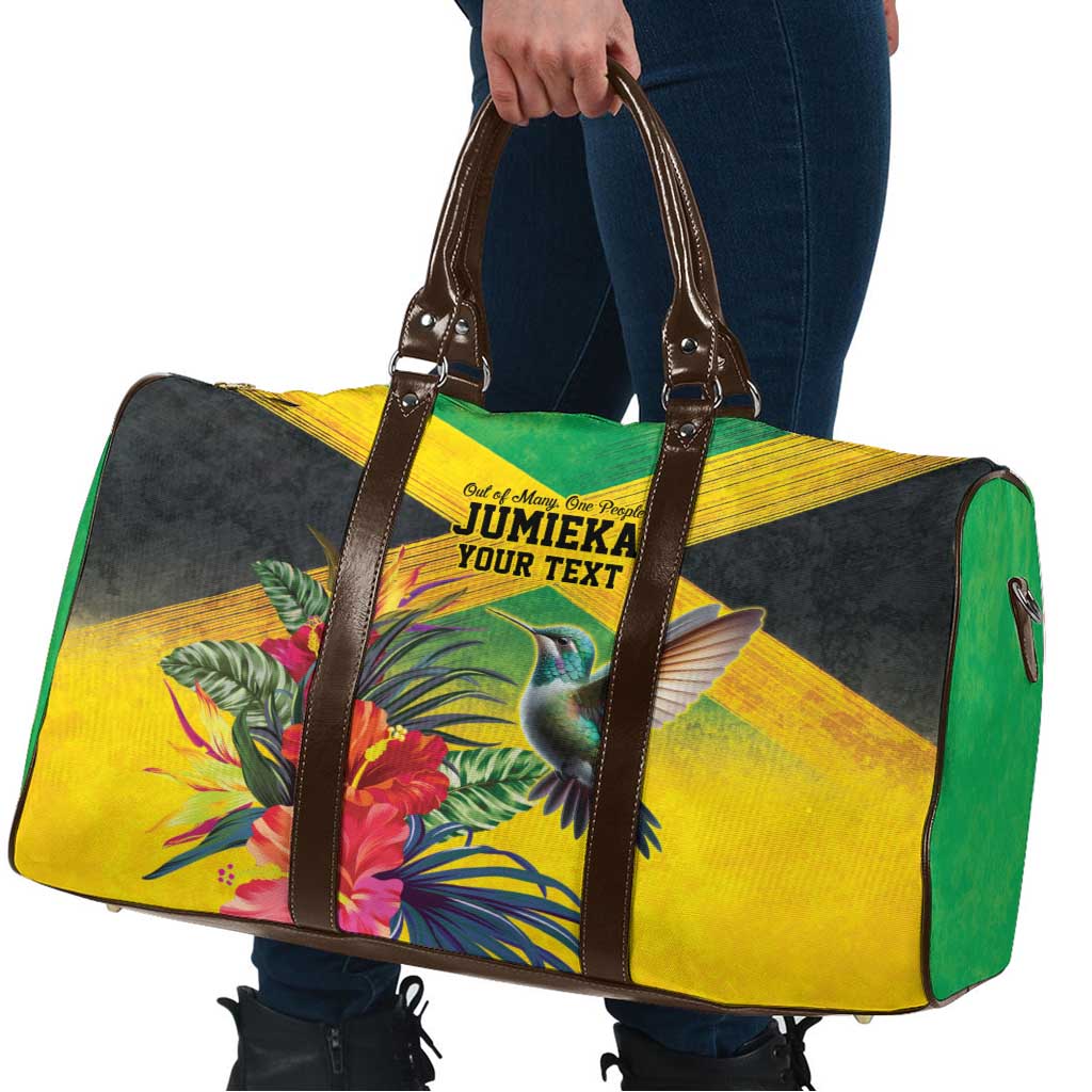Personalized Jamaica Hummingbird Travel Bag Tropical Flowers Grunge Flag - Wonder Print Shop