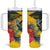 Personalized Jamaica Hummingbird Tumbler With Handle Tropical Flowers Grunge Flag - Wonder Print Shop