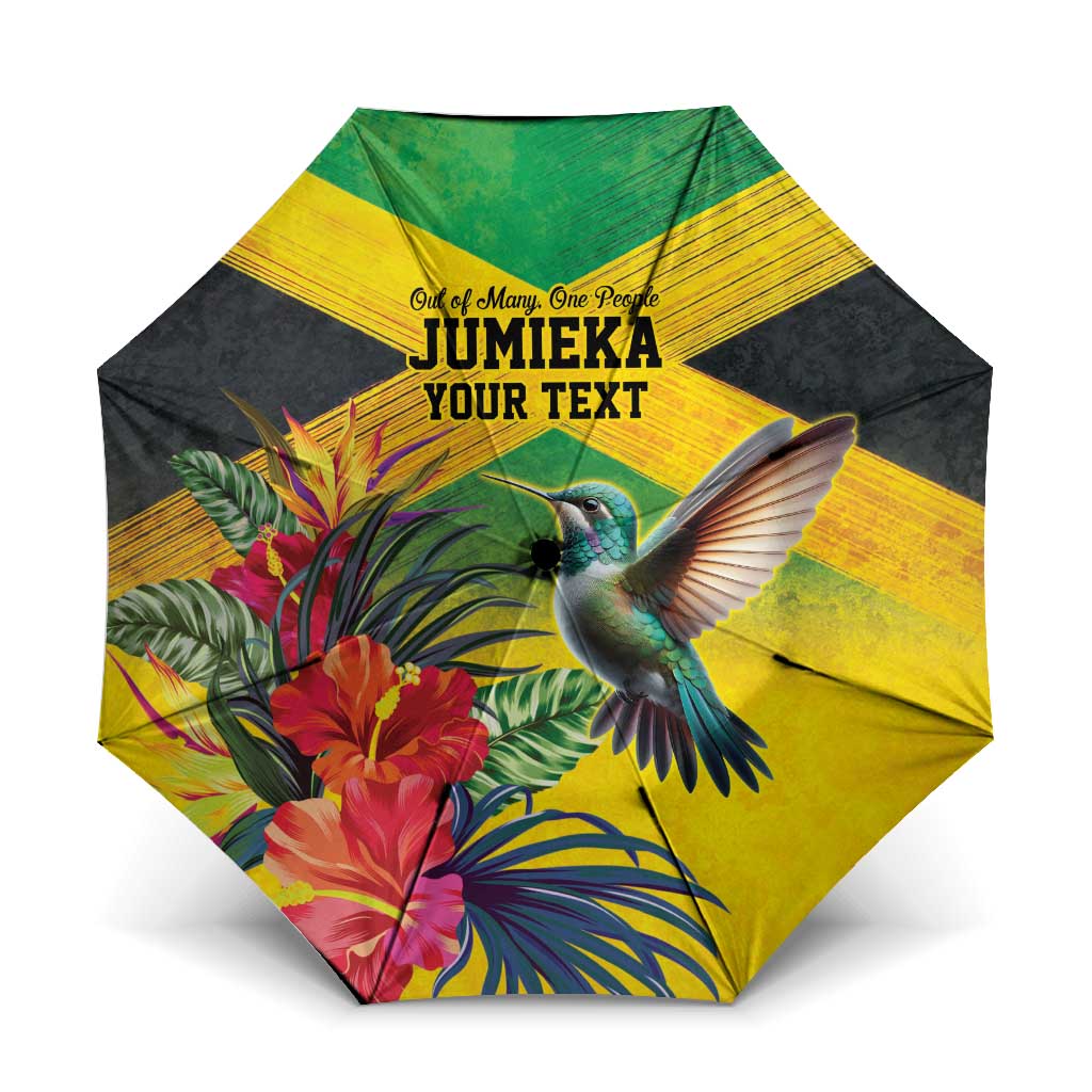 Personalized Jamaica Hummingbird Umbrella Tropical Flowers Grunge Flag - Wonder Print Shop