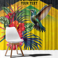 Personalized Jamaica Hummingbird Window Curtain Tropical Flowers Grunge Flag - Wonder Print Shop