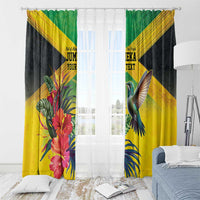 Personalized Jamaica Hummingbird Window Curtain Tropical Flowers Grunge Flag - Wonder Print Shop