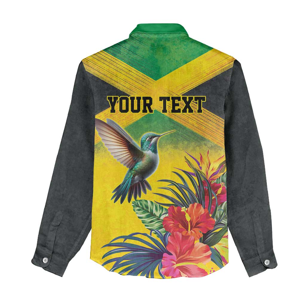 Personalized Jamaica Hummingbird Women Casual Shirt Tropical Flowers Grunge Flag - Wonder Print Shop