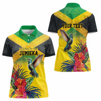 Personalized Jamaica Hummingbird Women Polo Shirt Tropical Flowers Grunge Flag - Wonder Print Shop
