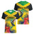 Personalized Jamaica Hummingbird Women V-Neck T-Shirt Tropical Flowers Grunge Flag - Wonder Print Shop