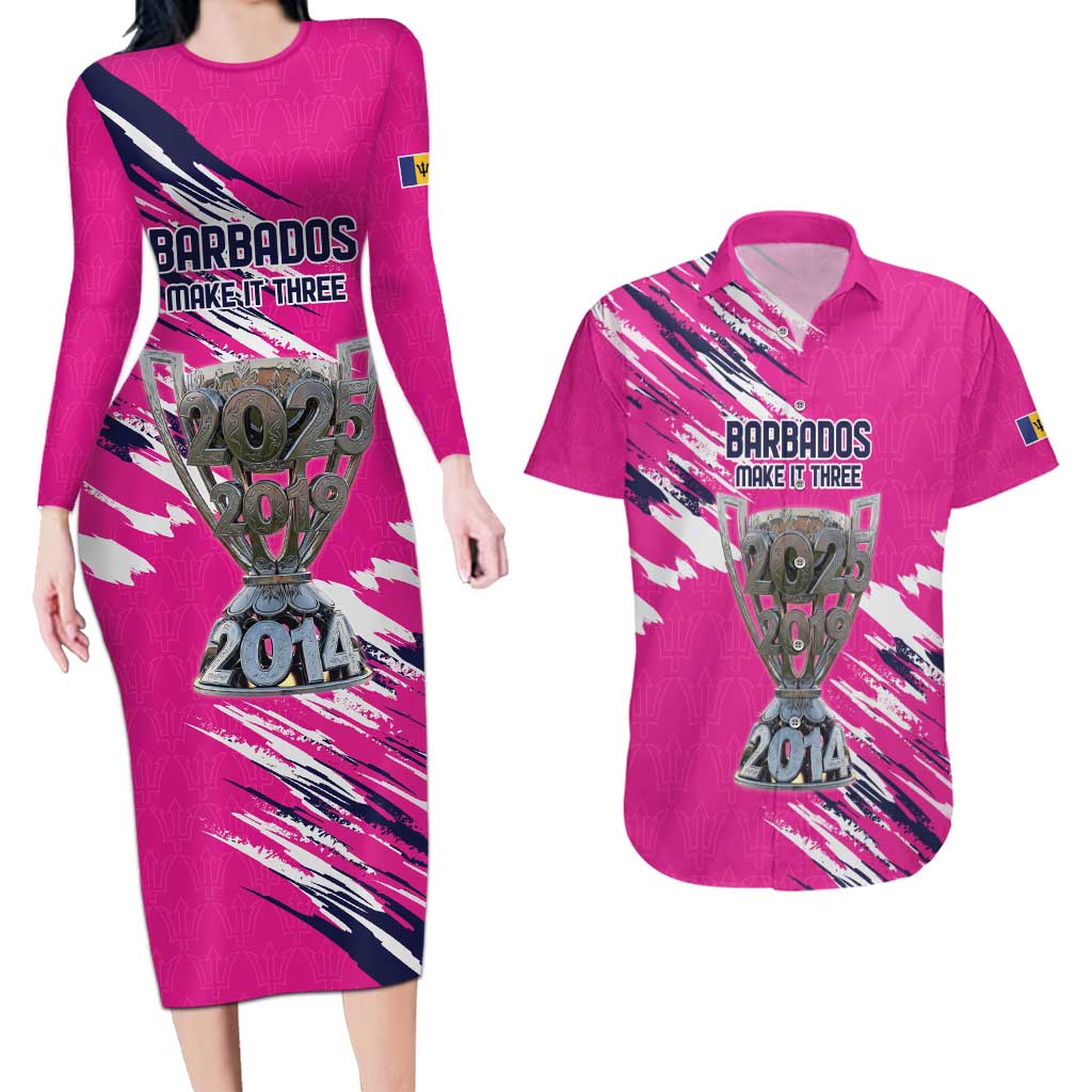 Caribbean Cricket Barbados Personalized Couples Matching Long Sleeve Bodycon Dress and Hawaiian Shirt Make It Three 2025 is Ours - Wonder Print Shop