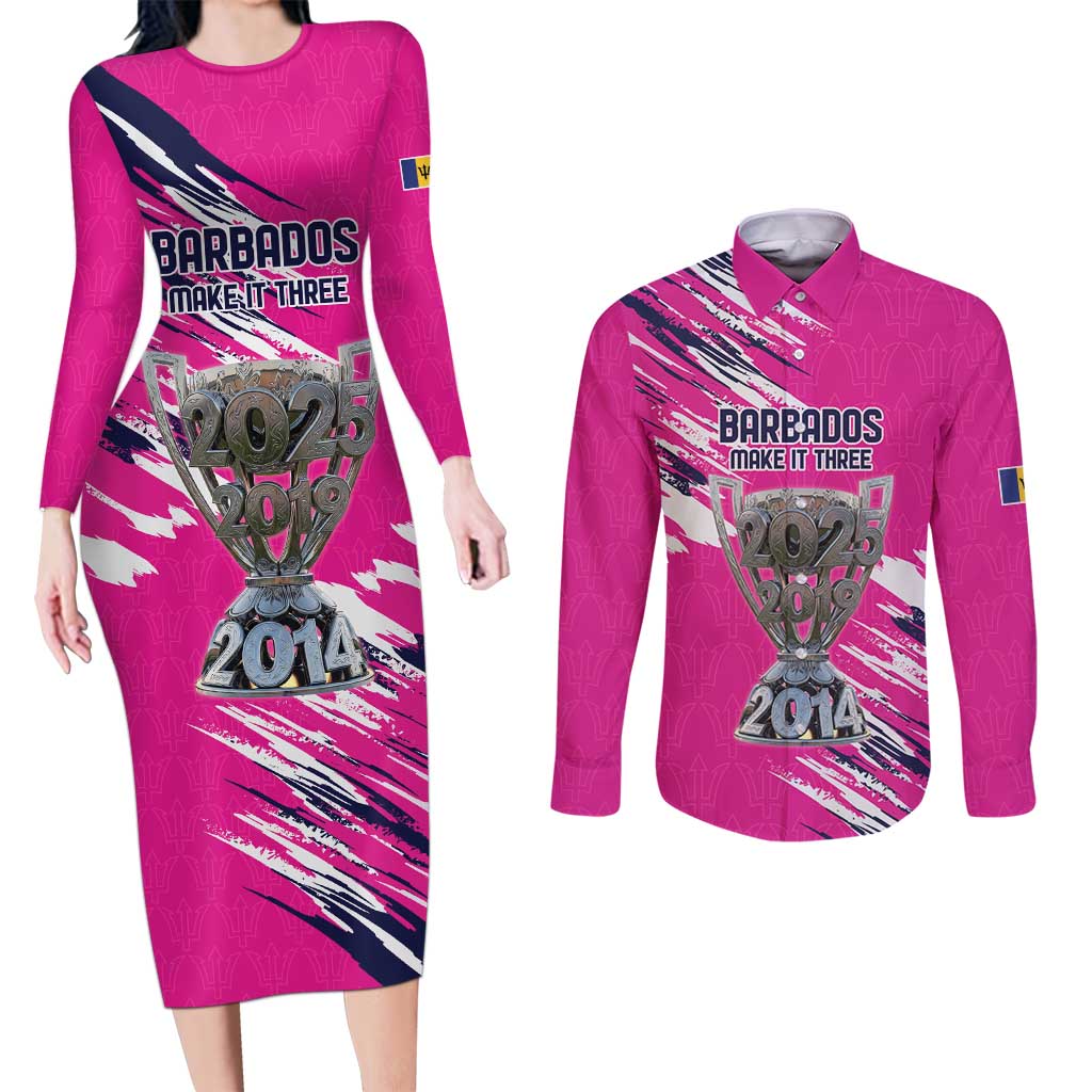 Caribbean Cricket Barbados Personalized Couples Matching Long Sleeve Bodycon Dress and Long Sleeve Button Shirt Make It Three 2025 is Ours - Wonder Print Shop