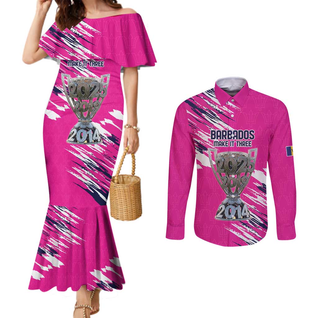 Caribbean Cricket Barbados Personalized Couples Matching Mermaid Dress and Long Sleeve Button Shirt Make It Three 2025 is Ours - Wonder Print Shop