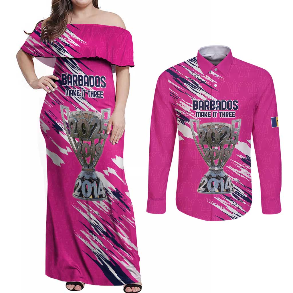 Caribbean Cricket Barbados Personalized Couples Matching Off Shoulder Maxi Dress and Long Sleeve Button Shirt Make It Three 2025 is Ours - Wonder Print Shop