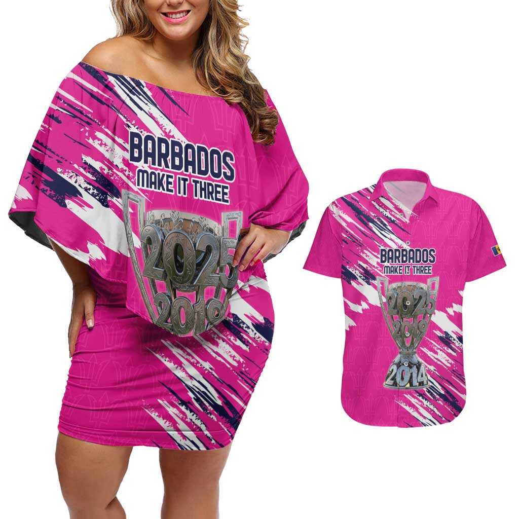 Caribbean Cricket Barbados Personalized Couples Matching Off Shoulder Short Dress and Hawaiian Shirt Make It Three 2025 is Ours - Wonder Print Shop