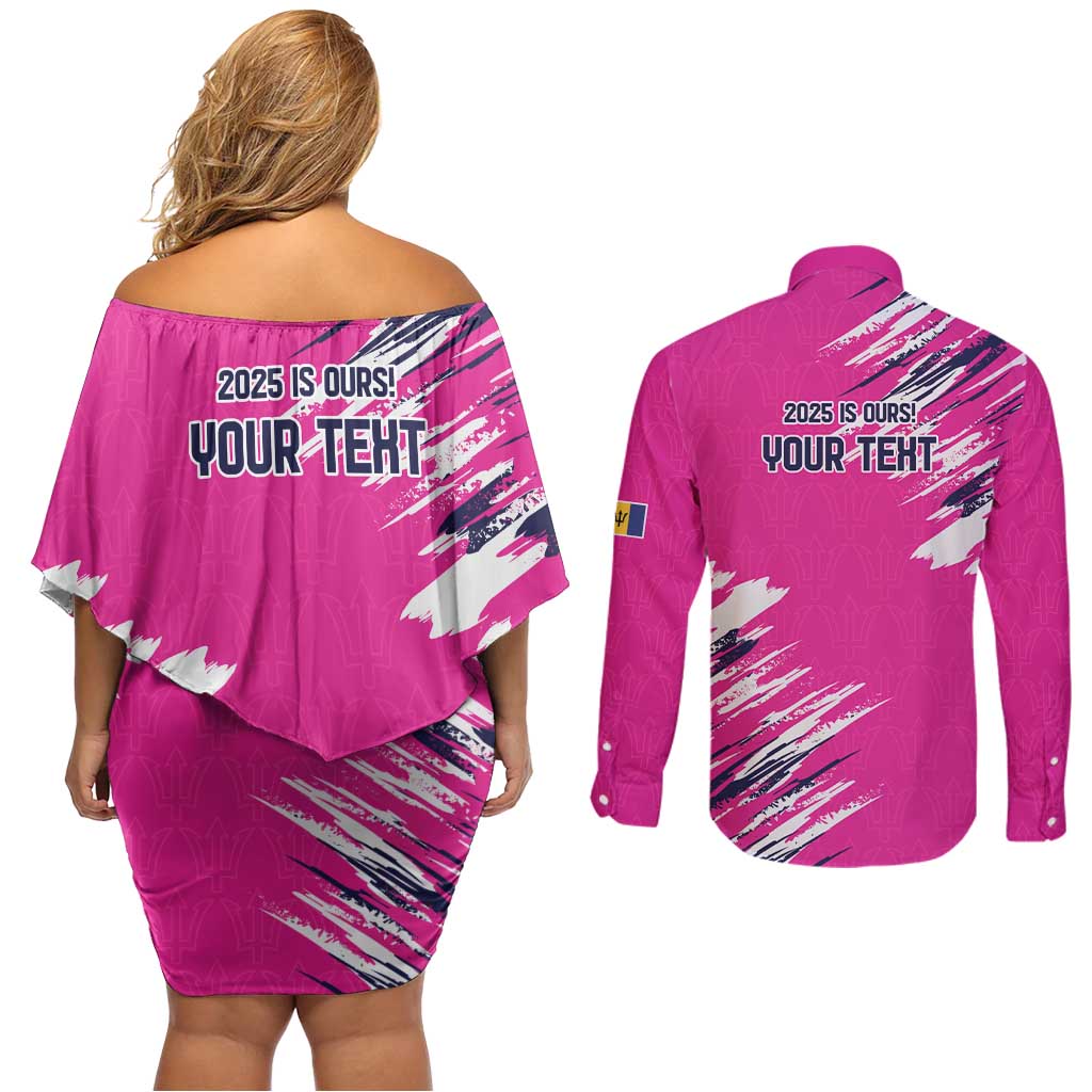 Caribbean Cricket Barbados Personalized Couples Matching Off Shoulder Short Dress and Long Sleeve Button Shirt Make It Three 2025 is Ours - Wonder Print Shop