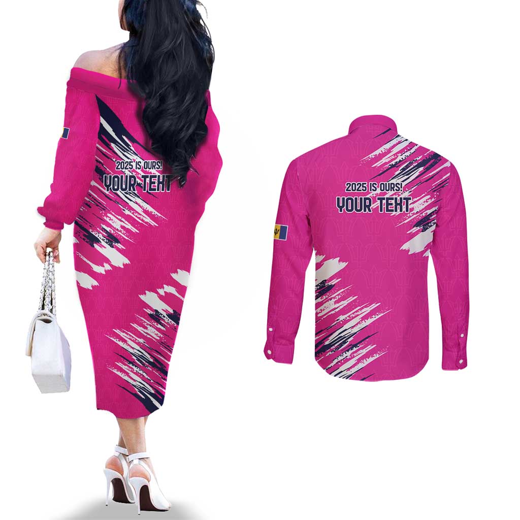Caribbean Cricket Barbados Personalized Couples Matching Off The Shoulder Long Sleeve Dress and Long Sleeve Button Shirt Make It Three 2025 is Ours - Wonder Print Shop