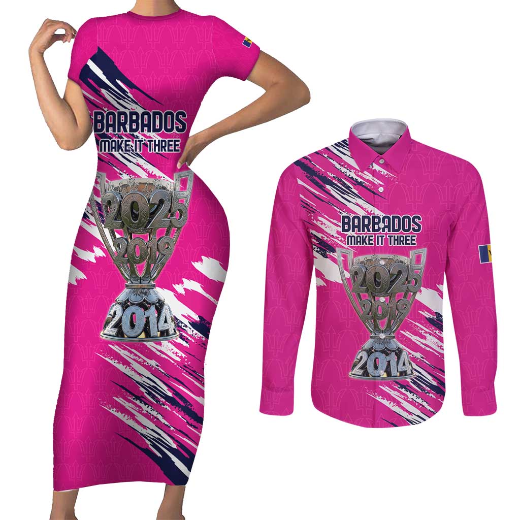 Caribbean Cricket Barbados Personalized Couples Matching Short Sleeve Bodycon Dress and Long Sleeve Button Shirt Make It Three 2025 is Ours - Wonder Print Shop