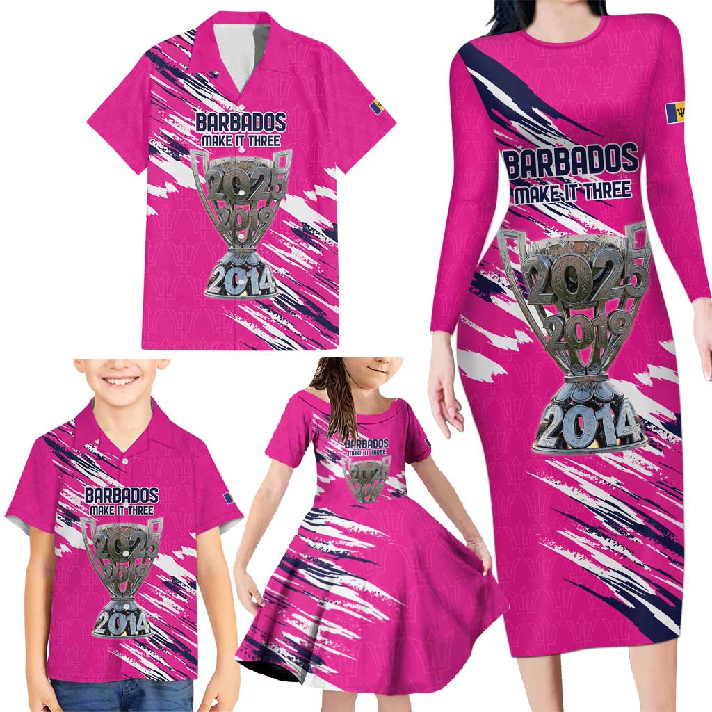 Caribbean Cricket Barbados Personalized Family Matching Long Sleeve Bodycon Dress and Hawaiian Shirt Make It Three 2025 is Ours - Wonder Print Shop